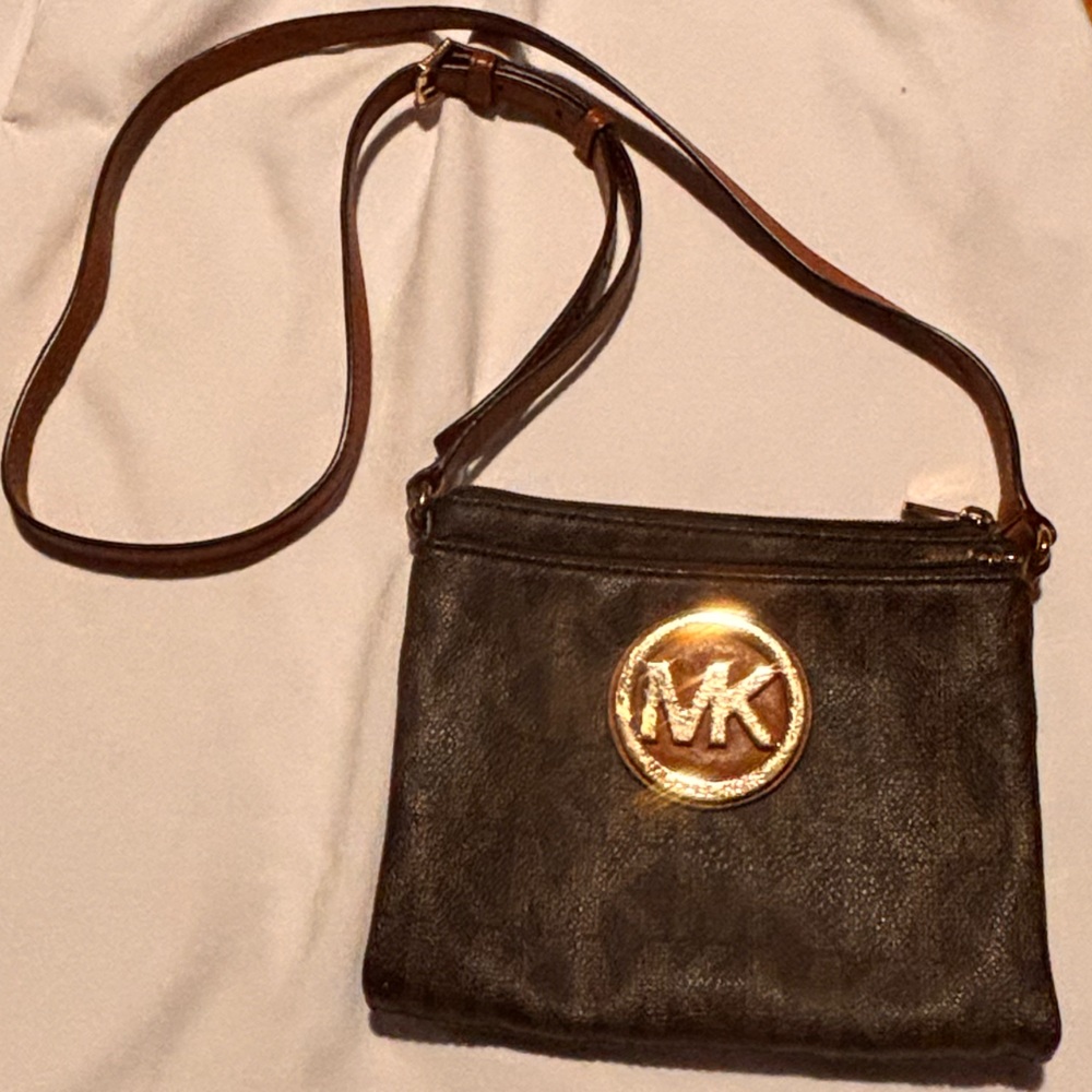 Michael Kors Dark Brown Crossbody with Gold Accents